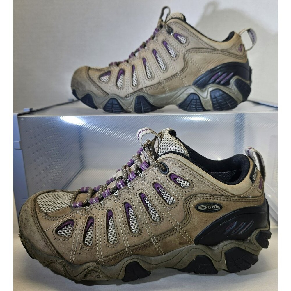 Oboz Women’s Sawtoot 11 Brown/Purple Leather  Low  Hiking/ Trail  Sneaker Sz 6.5